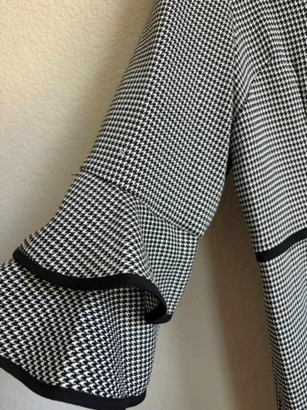 Shelby & Palmer Houndstooth Black/White Bell Sleeve Dress Sz 16 Academia Preppy